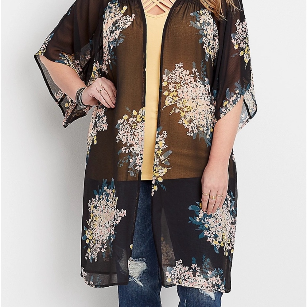 Black floral kimono